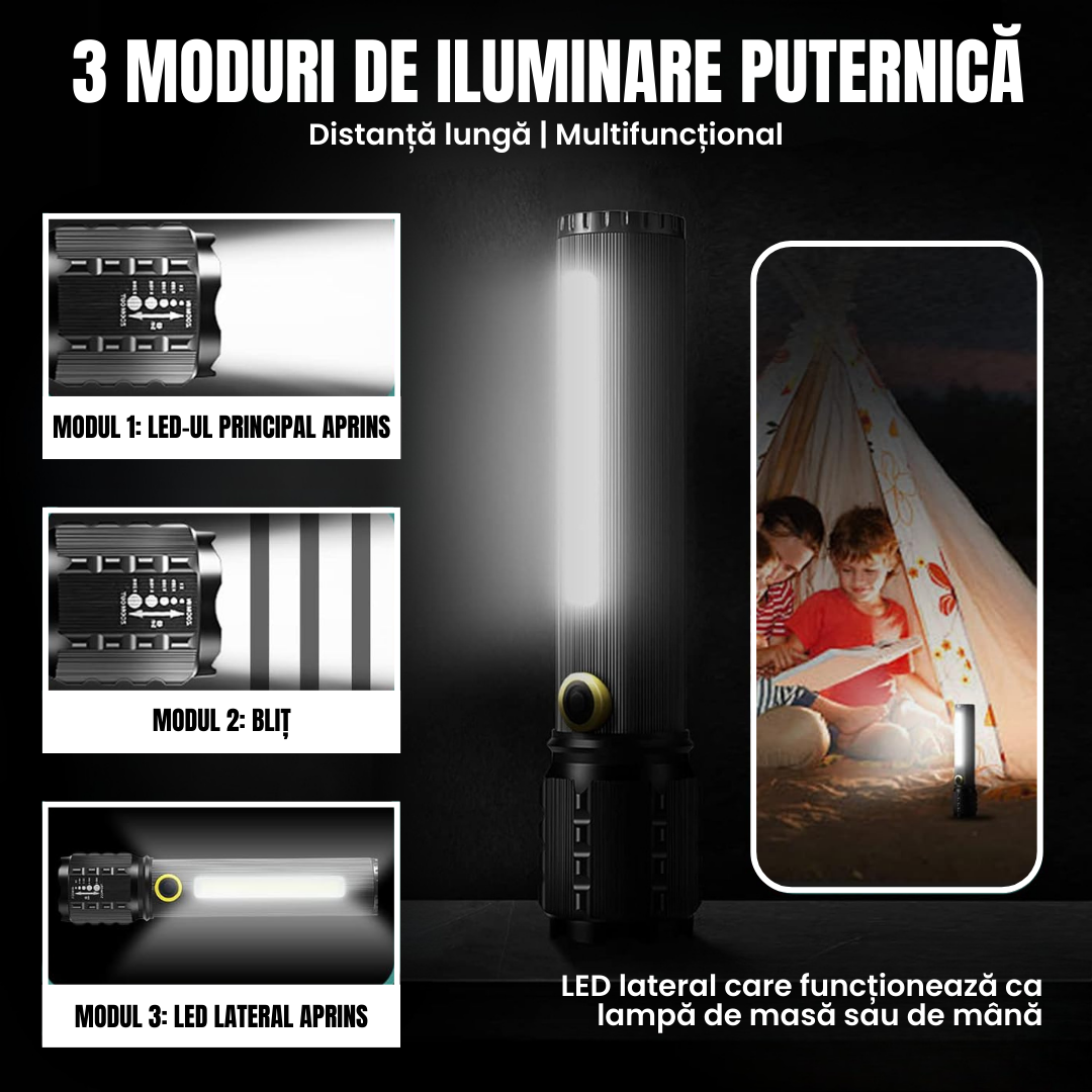 Kit Complet Lanternă Tactică cu Laser – TitanLux™