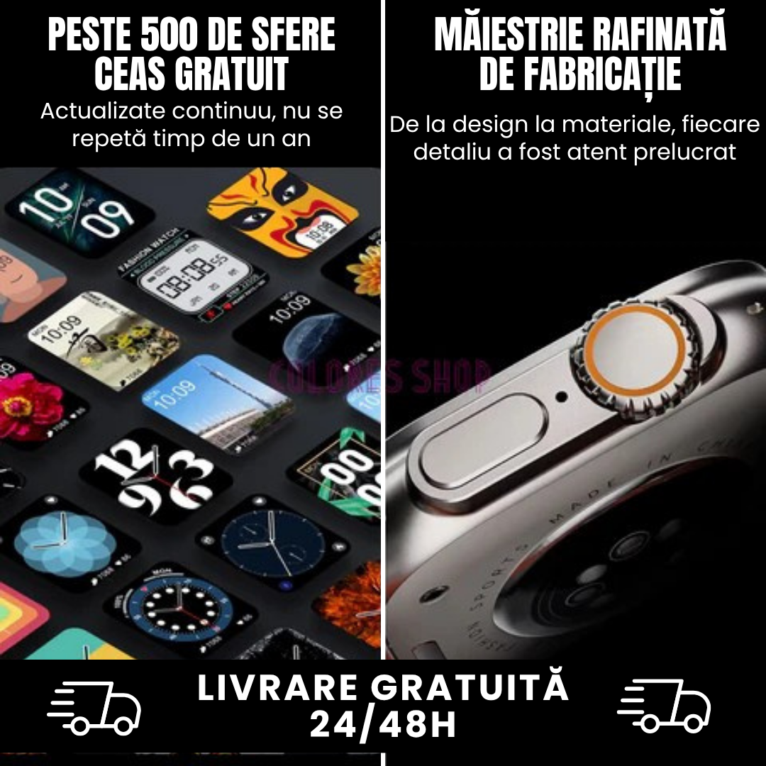 Smartwatch Ultra Pro cu +2 curele GRATUITE